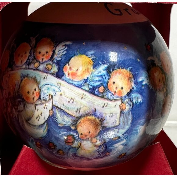 Hallmark Keepsake Ornament Glass Ball Merry Christmas 1999 Dated Angels Design - Picture 3 of 9